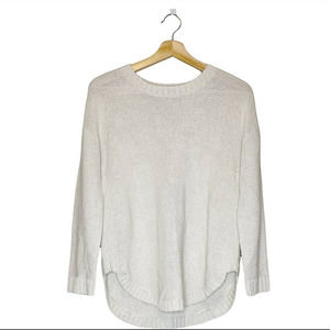 LAUREN RL Sweater Womens Size Medium M Basic Cream Crew‎ Neck Knit High Low